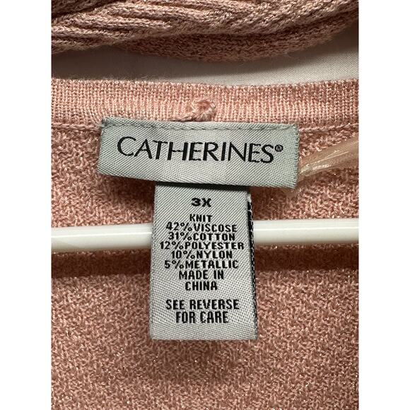 Catherine's 3X Women Metallic Pink Sweater w Circle Scarf Holiday - Picture 4 of 7